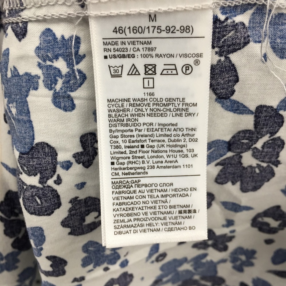 GAP black & blue floral prink tie front popover top preppy classic coastal M - Picture 10 of 14